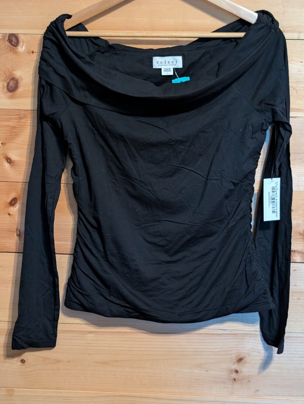 Velvet Regina Black Off-the-Shoulder Long Sleeve Top *NWT *Large